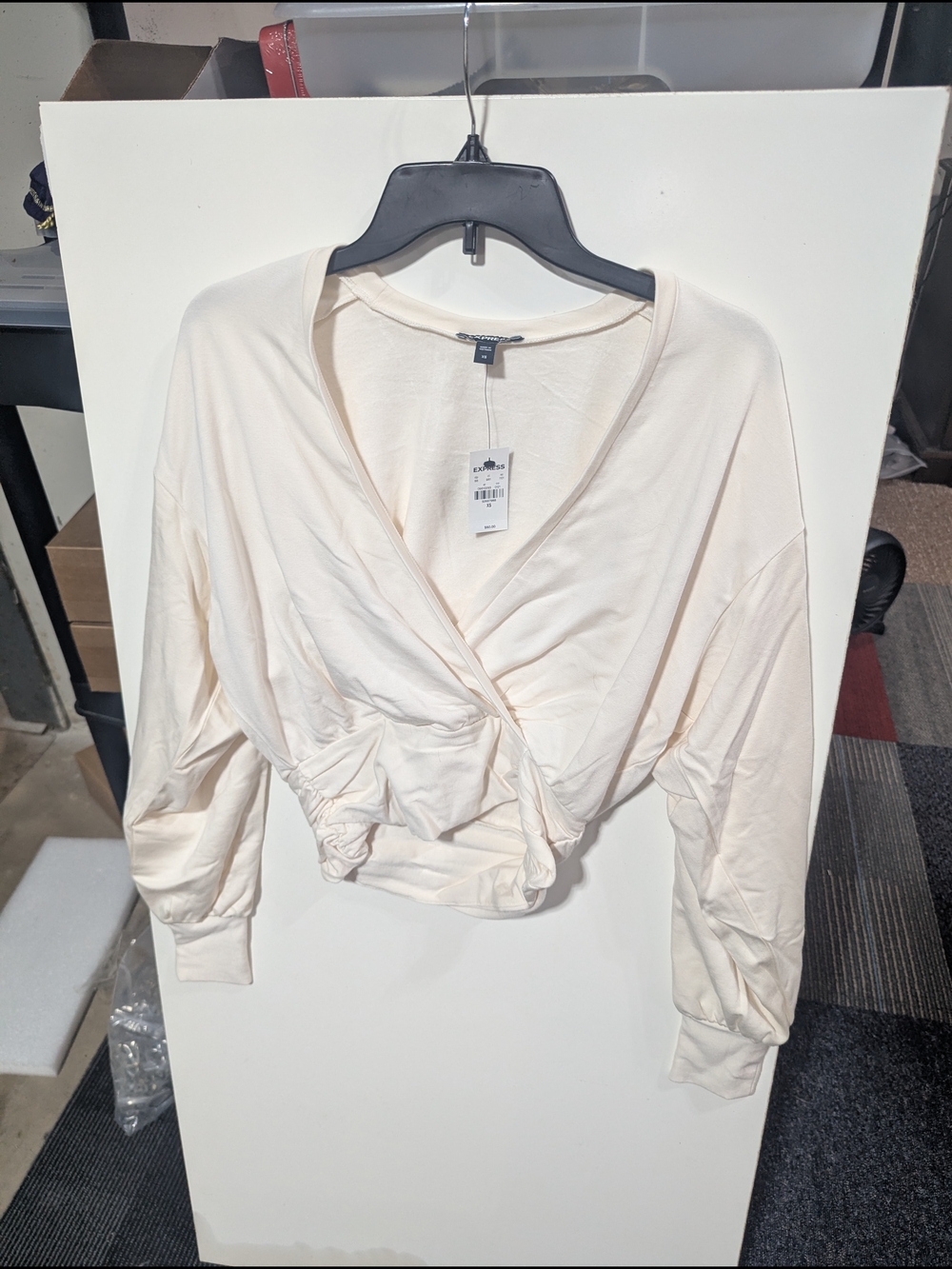 Express Cream Wrap-Front Crop Top